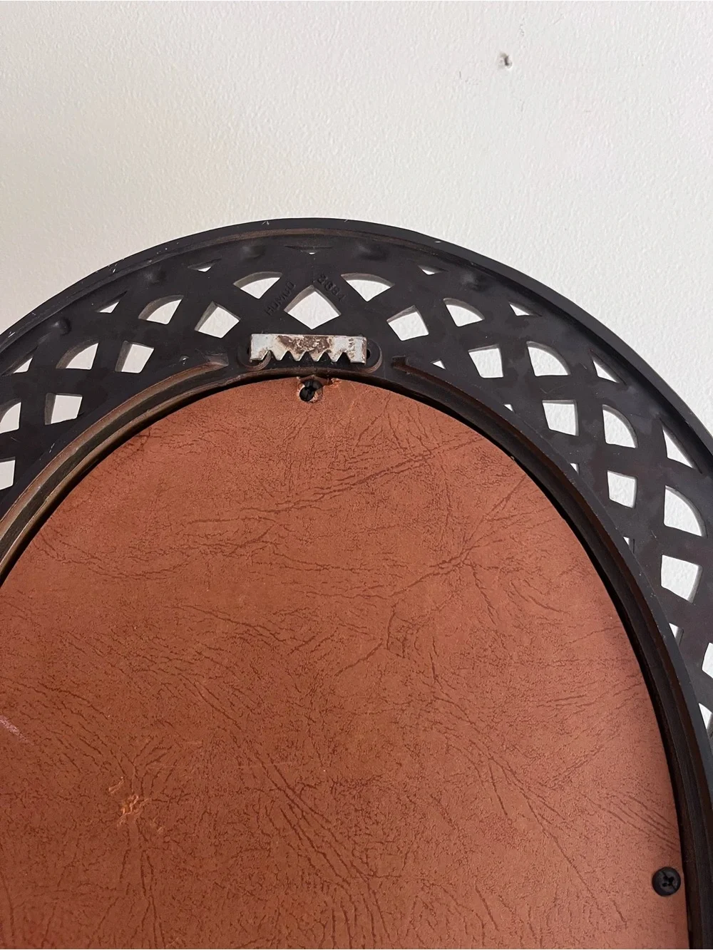 Homco Vintage Faux Wood Woven Oval Mirror
